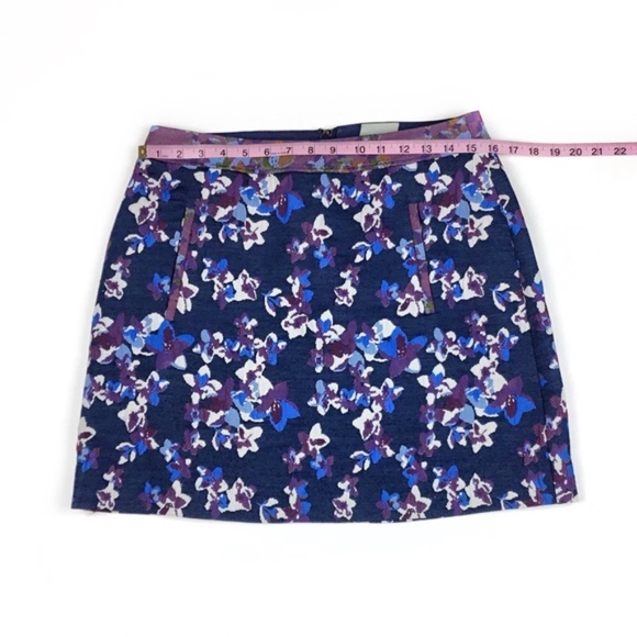 Anthropologie Blue Floral Mini Skirt - Picture 3 of 4